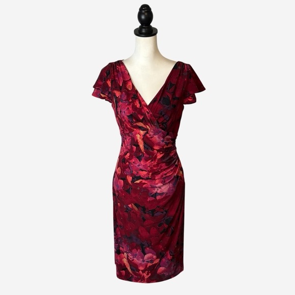 Lauren Ralph Lauren Flutter Sleeve Floral Print Dress - Picture 2 of 12